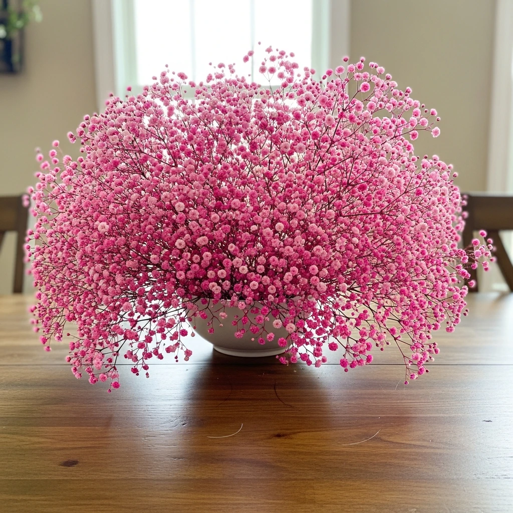 Pink Baby's Breath Cloud - 50 Cozy & Simple Valentine's Centerpiece Ideas for a Beautiful Table