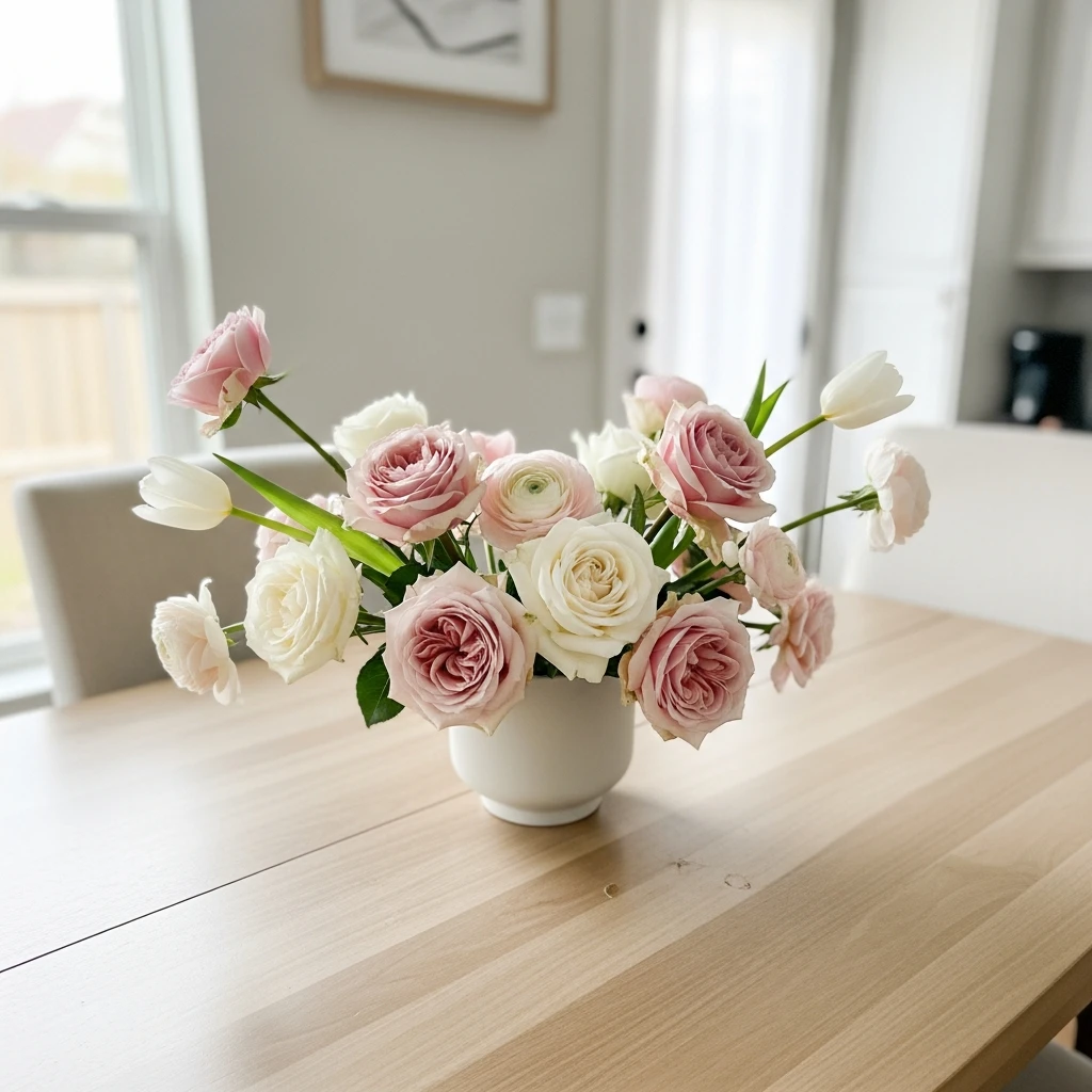 Soft Pastel Florals - 50 Cozy & Simple Valentine's Centerpiece Ideas for a Beautiful Table