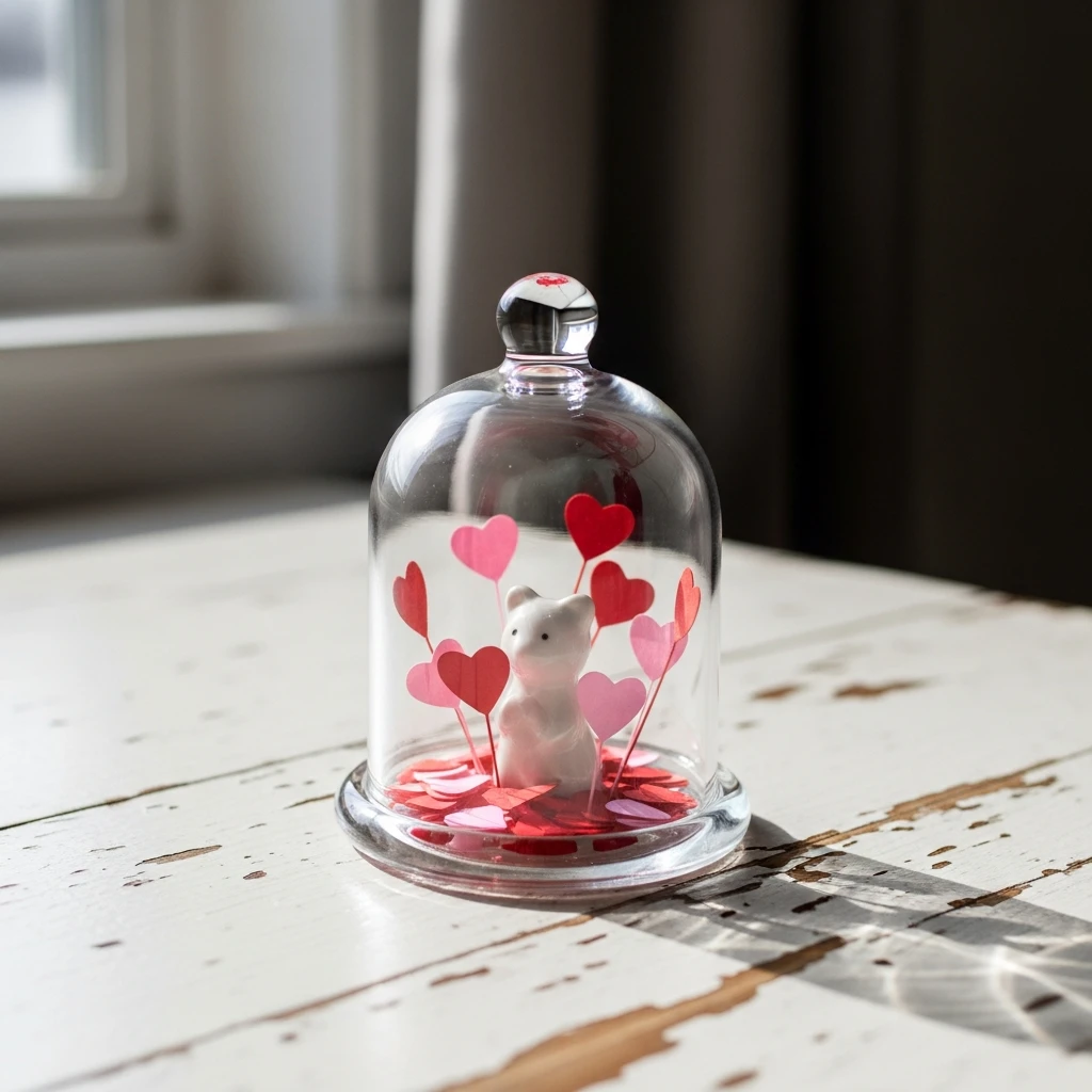 Mini Heart Cloche - 50 Cozy & Simple Valentine's Centerpiece Ideas for a Beautiful Table