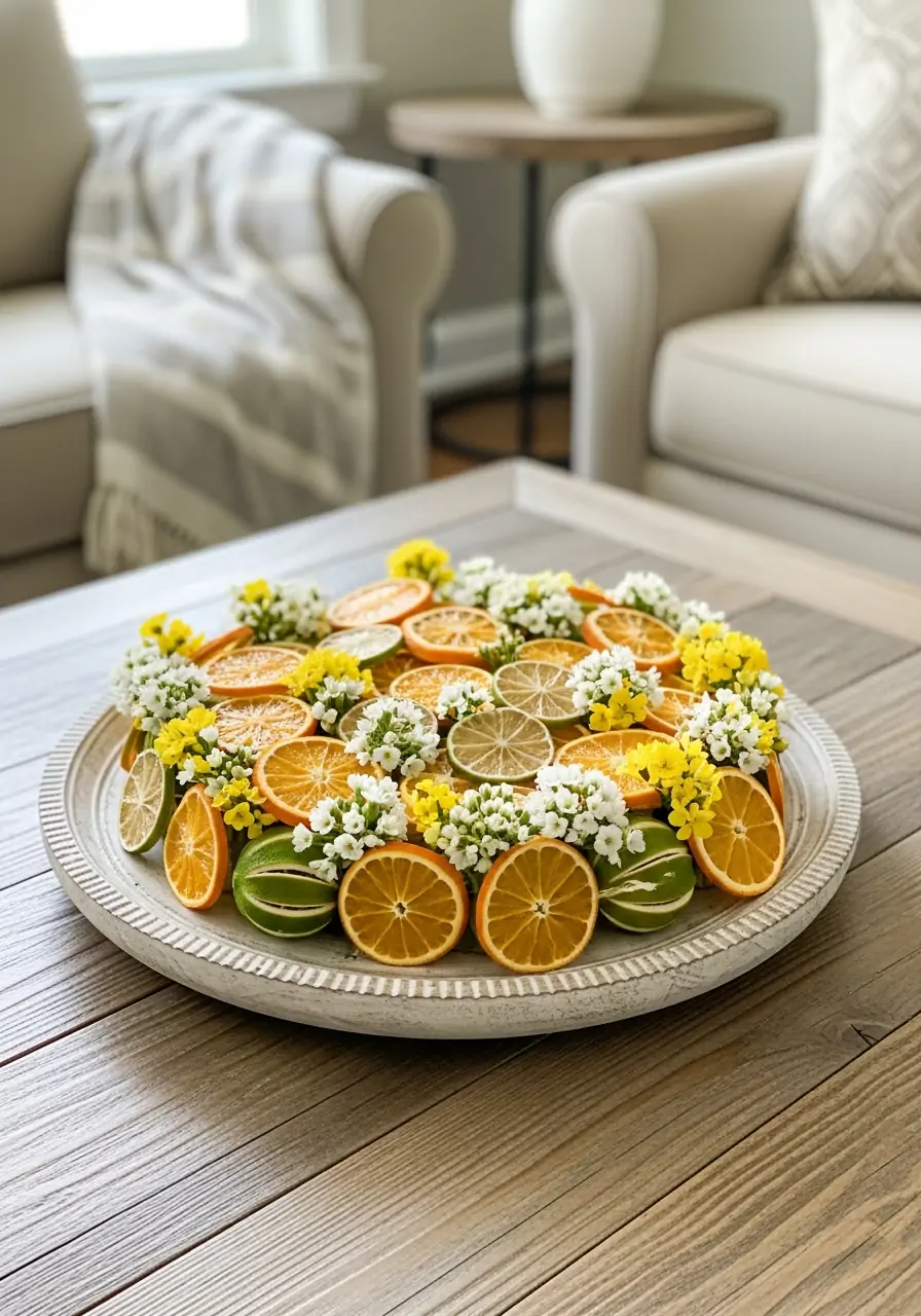 Sliced Citrus Tray - 50 Simple Spring Centerpiece Ideas You Need To Pin Now