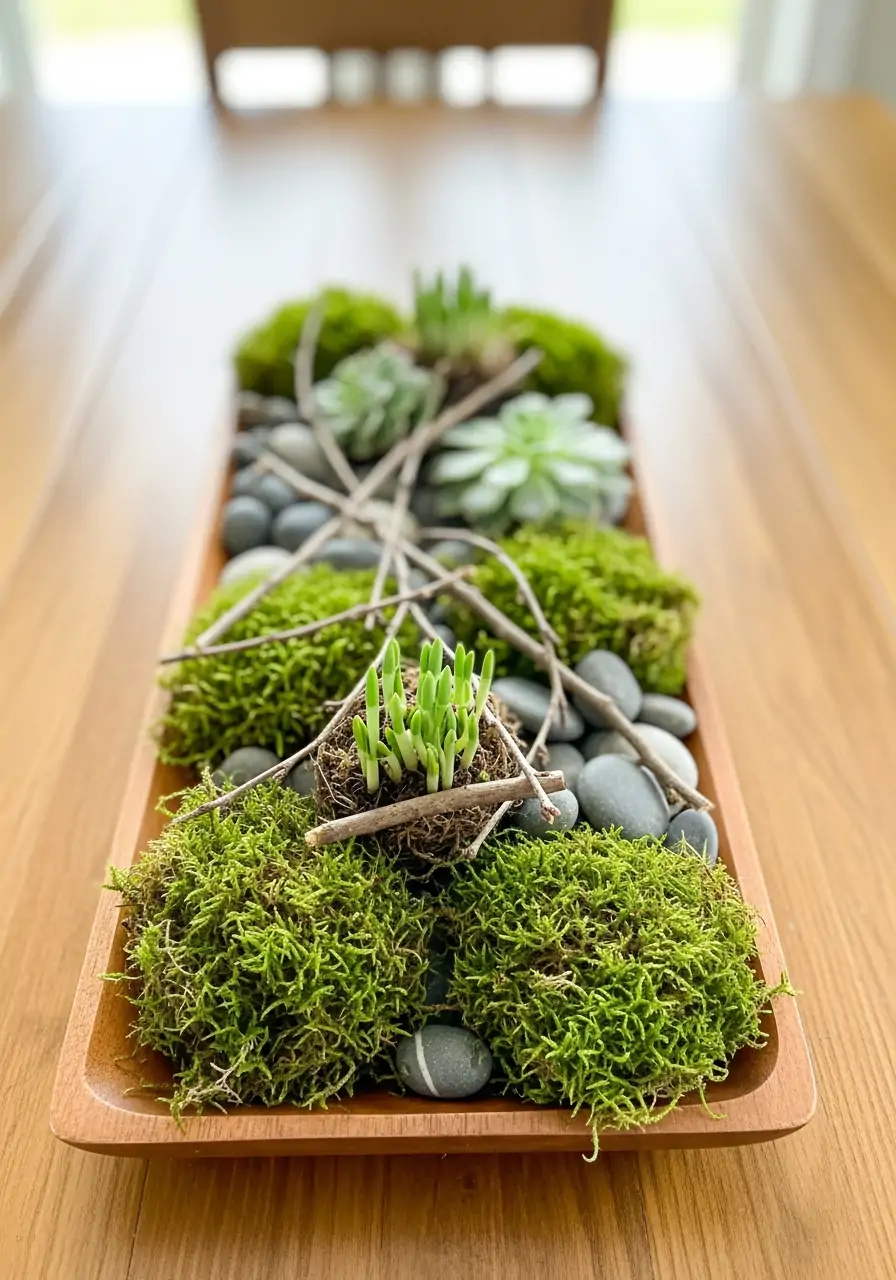 Moss And Natural Accents - 50 Simple Spring Centerpiece Ideas You Need To Pin Now