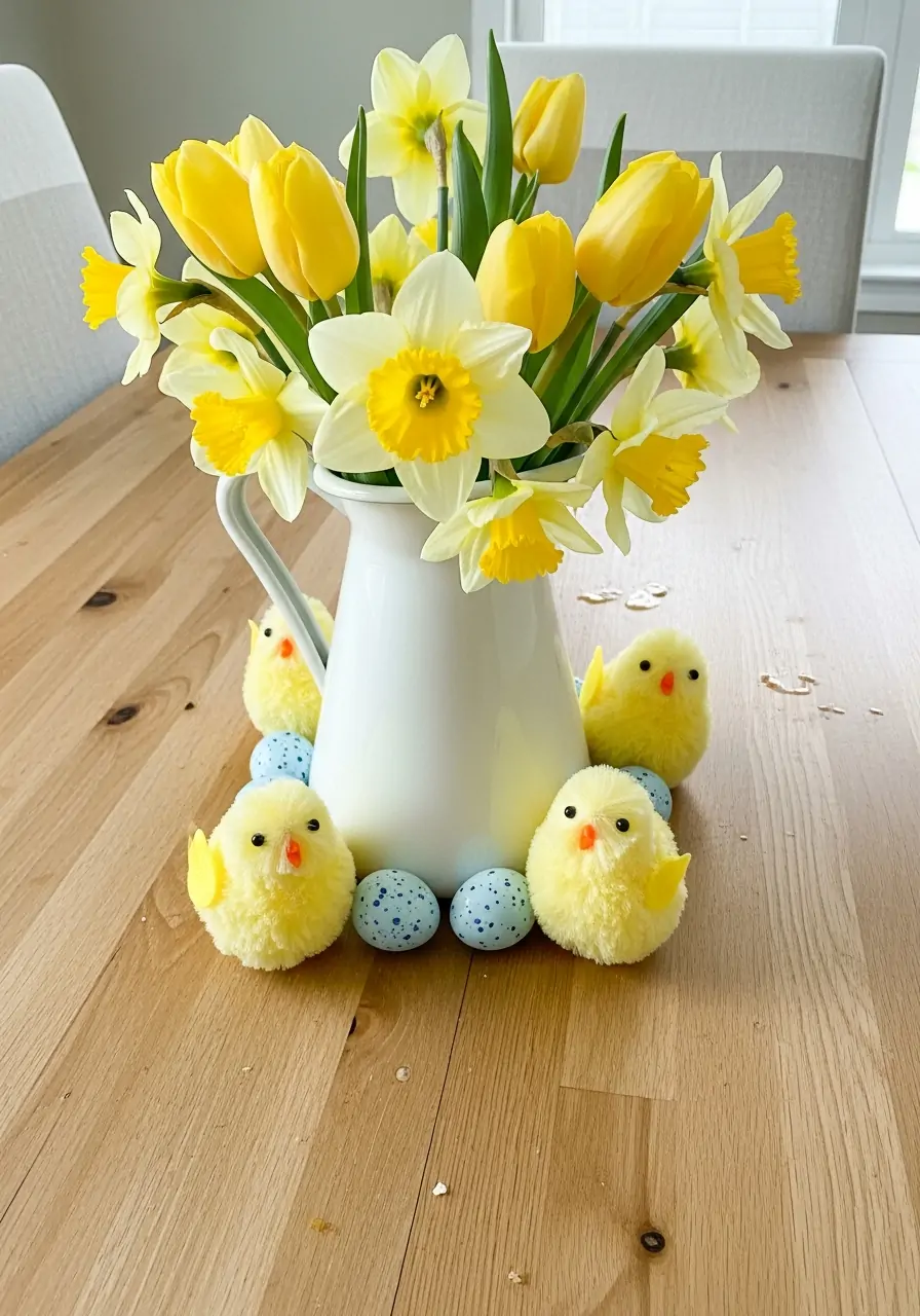 Chick Decor And Flowers - 50 Simple Spring Centerpiece Ideas You Need To Pin Now