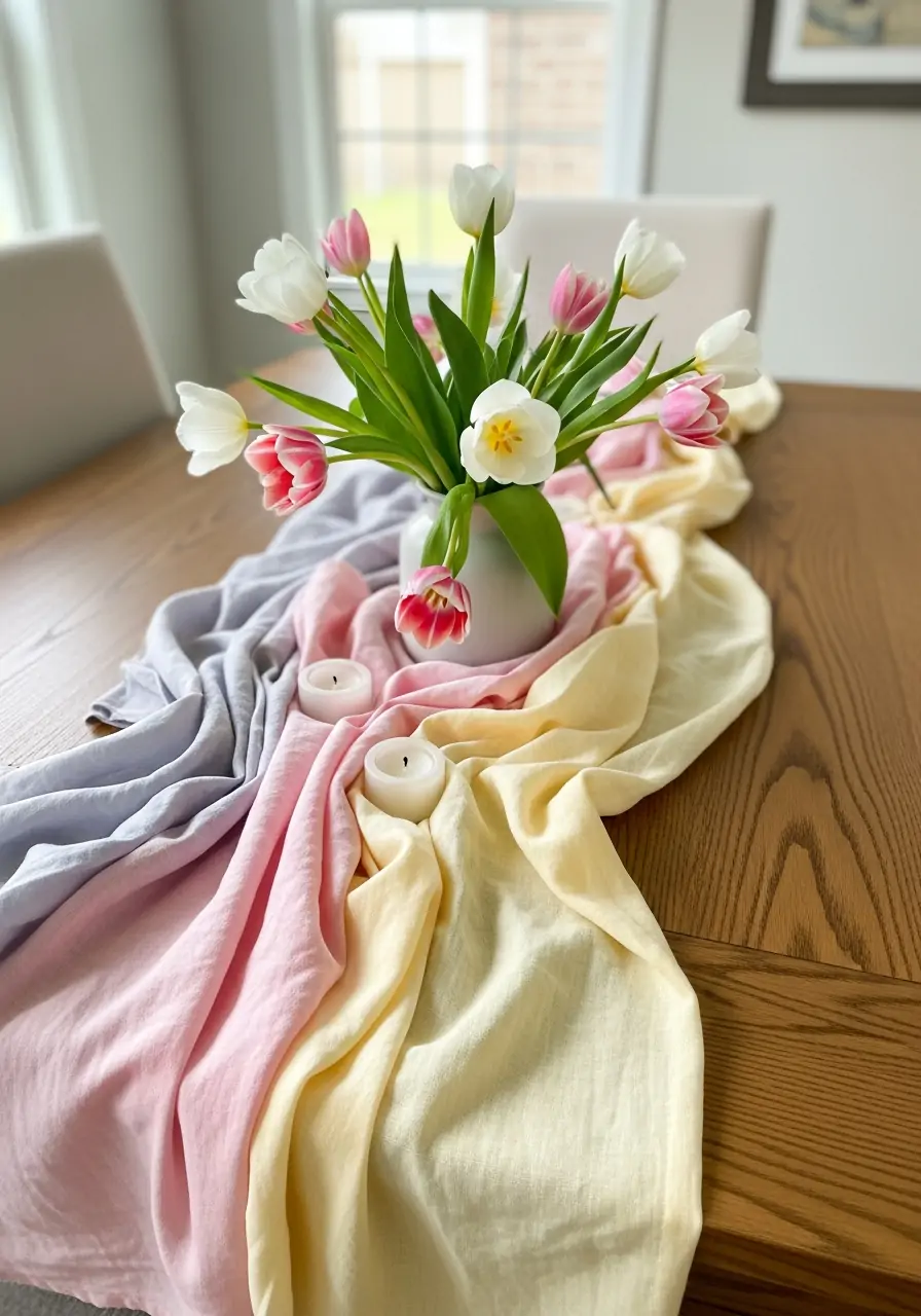 Pastel Fabric Base - 50 Simple Spring Centerpiece Ideas You Need To Pin Now
