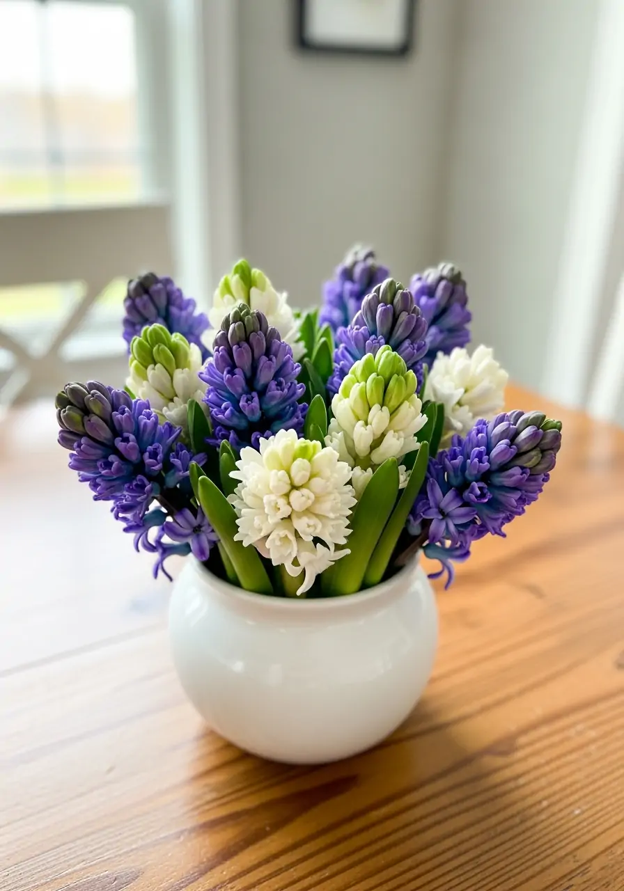 Clustered Hyacinth Centerpiece - 50 Simple Spring Centerpiece Ideas You Need To Pin Now