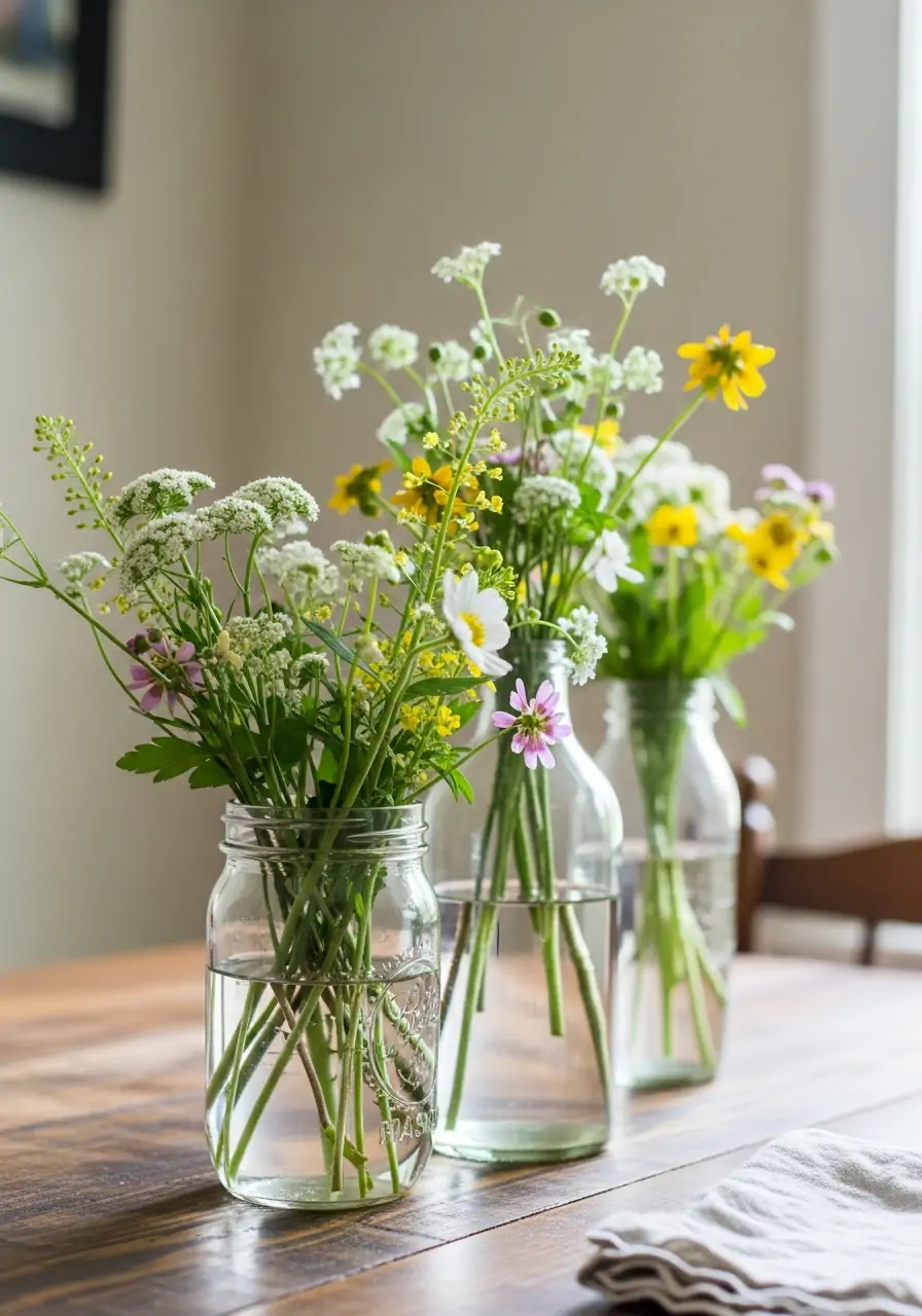 Wildflowers In Mason Jars - 50 Simple Spring Centerpiece Ideas You Need To Pin Now