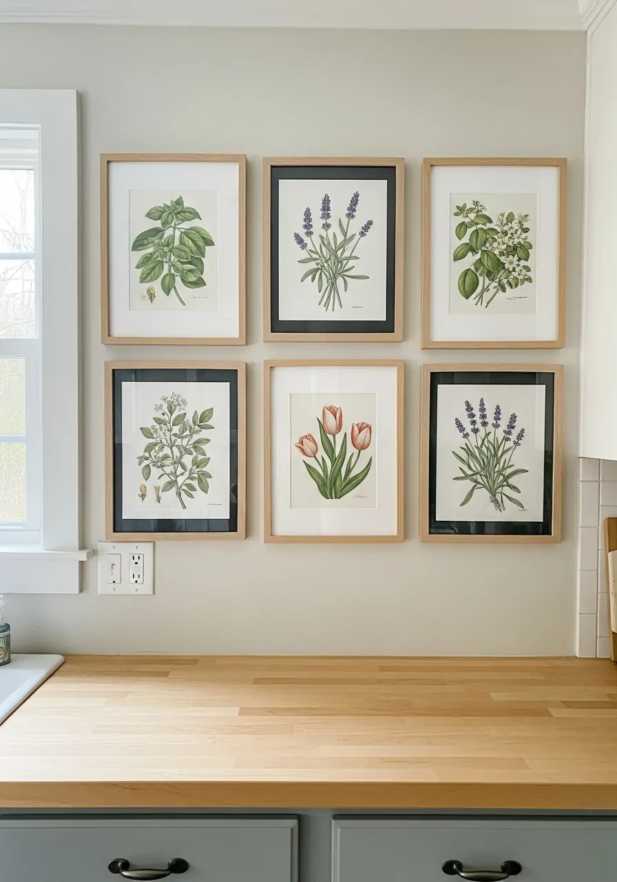 Botanical Wall Prints - 50 Spring Kitchen Decor Ideas