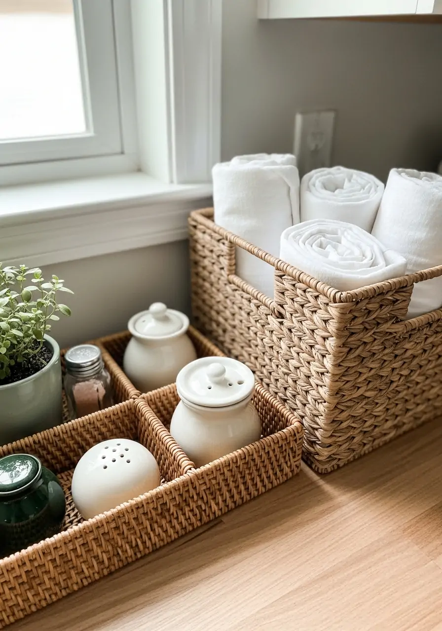 Woven Baskets and Trays - 50 Spring Kitchen Decor Ideas