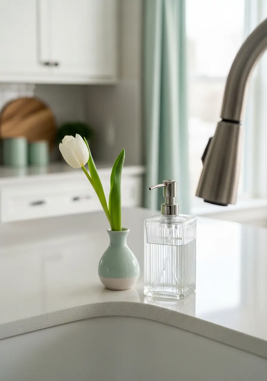 Sink Area Flowers - 50 Spring Kitchen Decor Ideas
