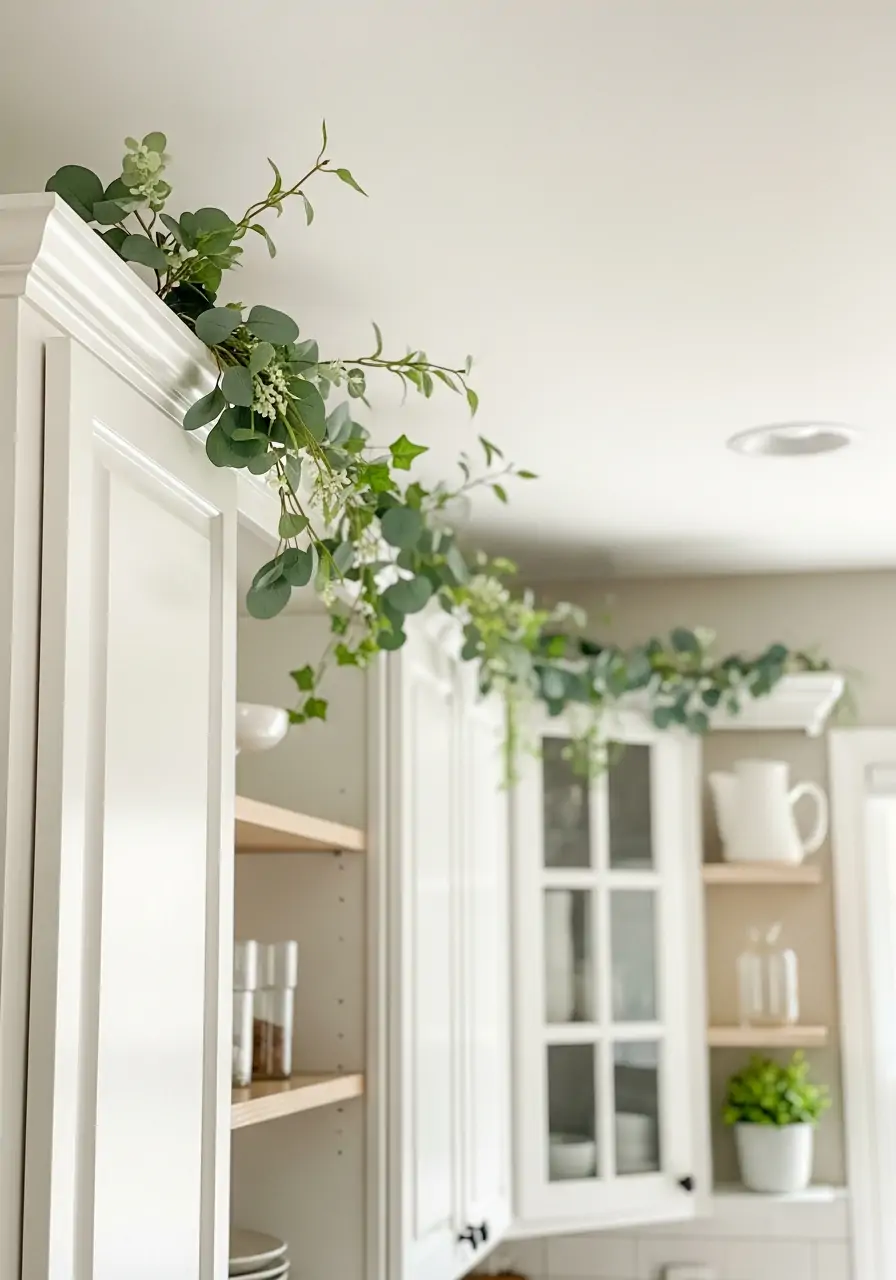 Greenery Shelf Garland - 50 Spring Kitchen Decor Ideas
