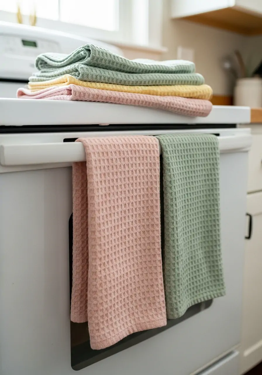 Pastel Kitchen Towels - 50 Spring Kitchen Decor Ideas