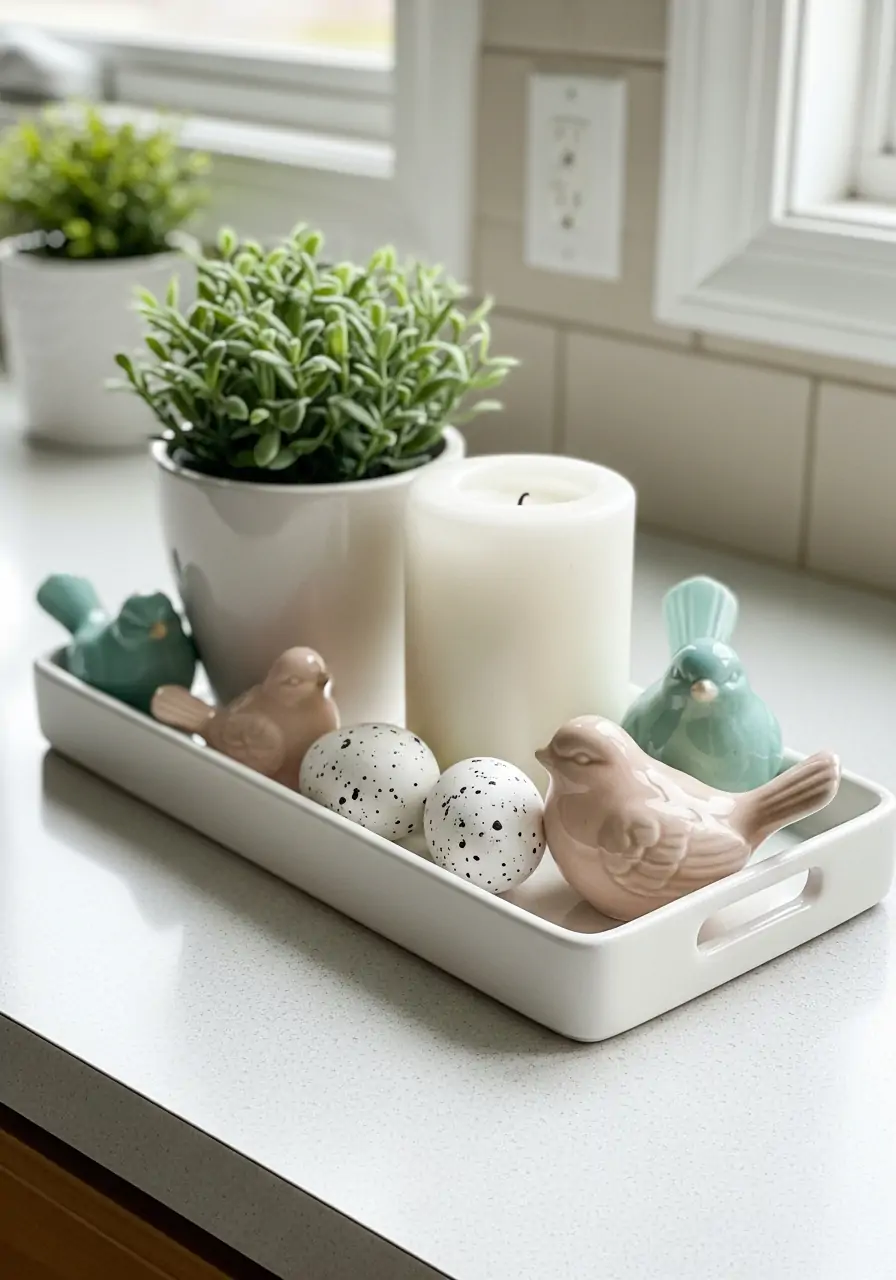 Styled Counter Trays - 50 Spring Kitchen Decor Ideas