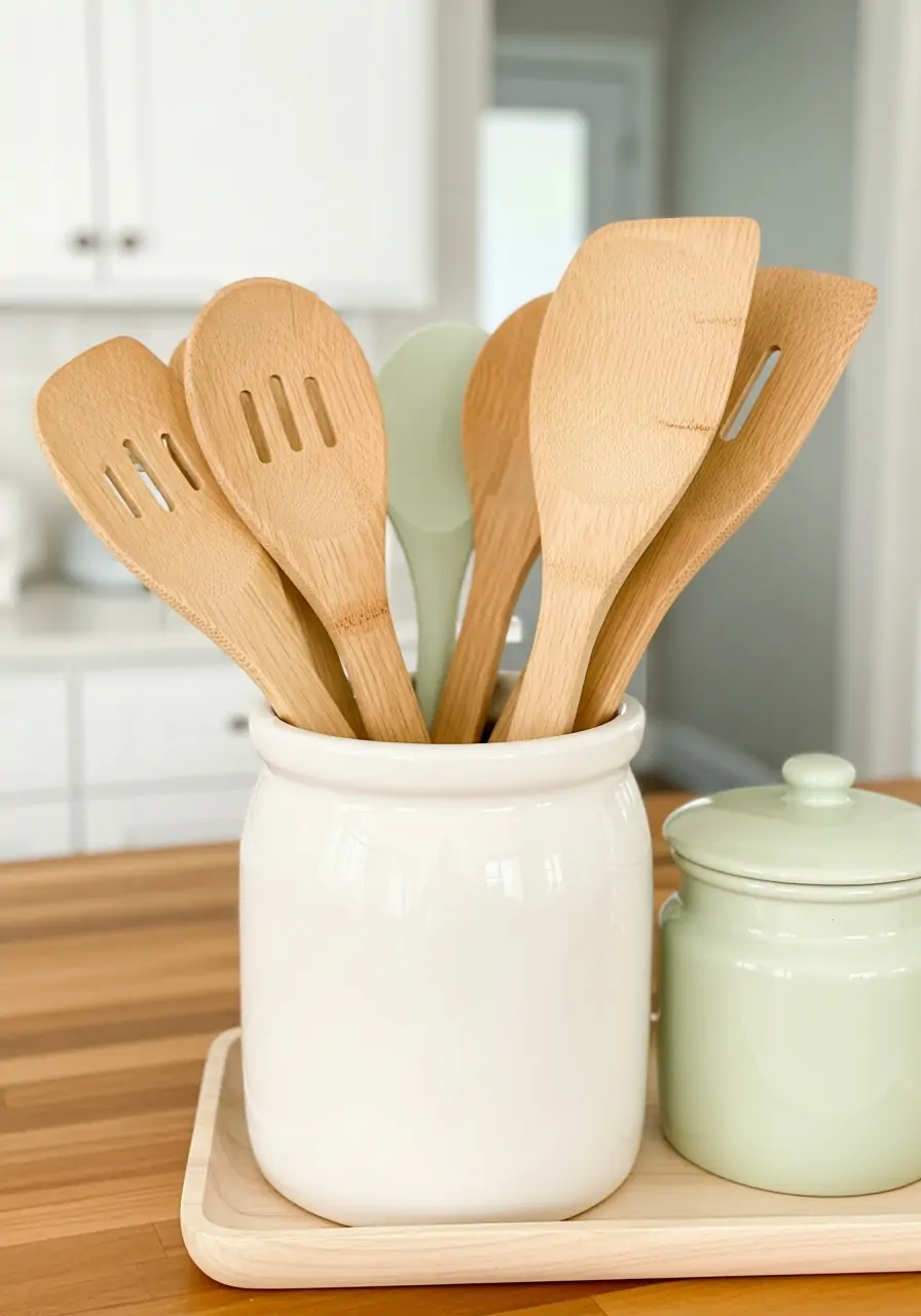 Light Wood Utensils - 50 Spring Kitchen Decor Ideas