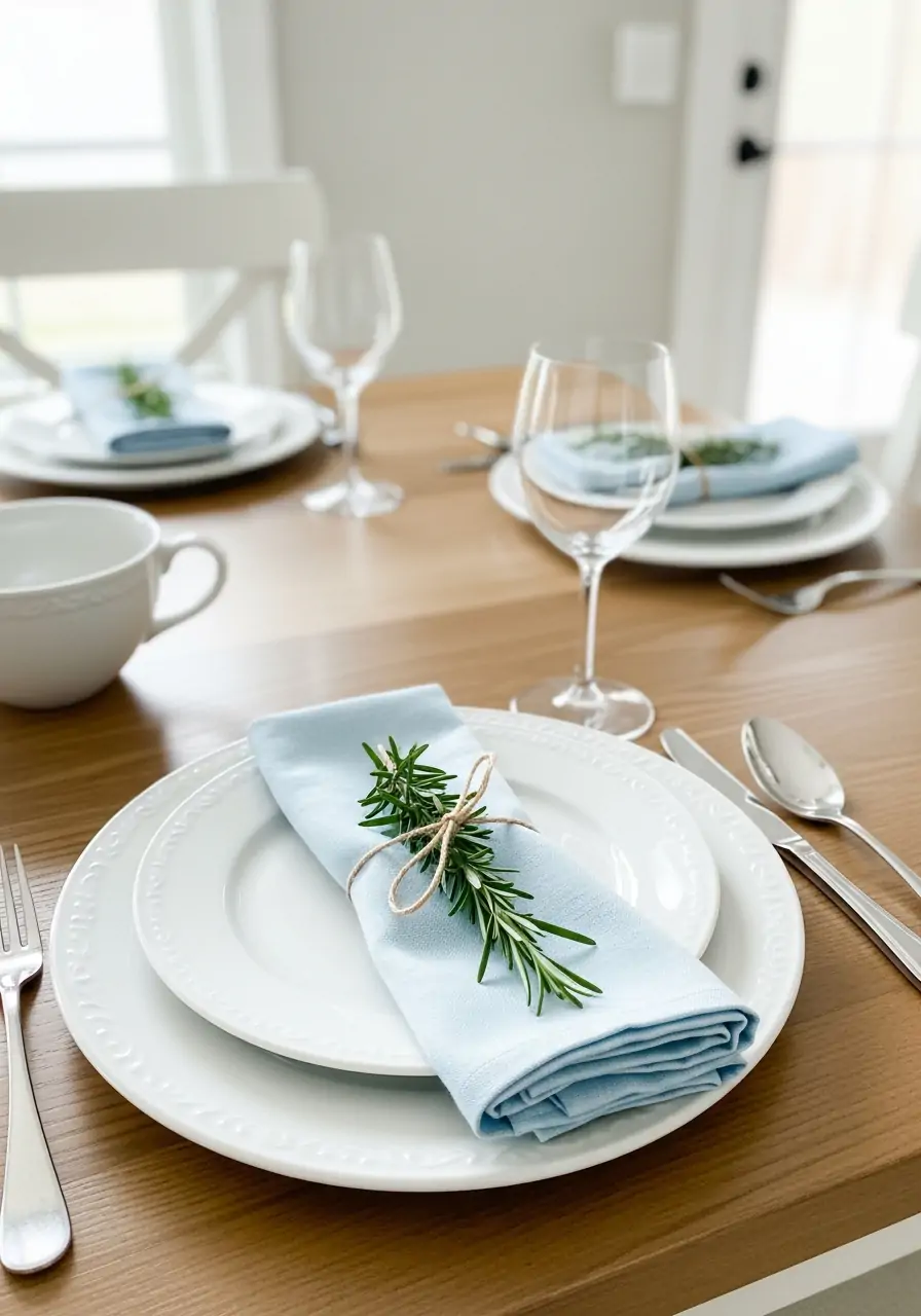 Light Spring Place Settings - 50 Spring Kitchen Decor Ideas
