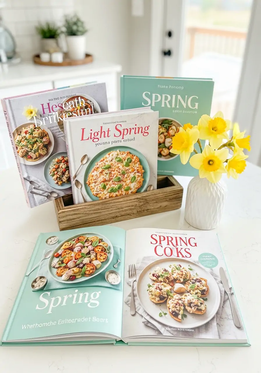 Seasonal Cookbook Display - 50 Spring Kitchen Decor Ideas