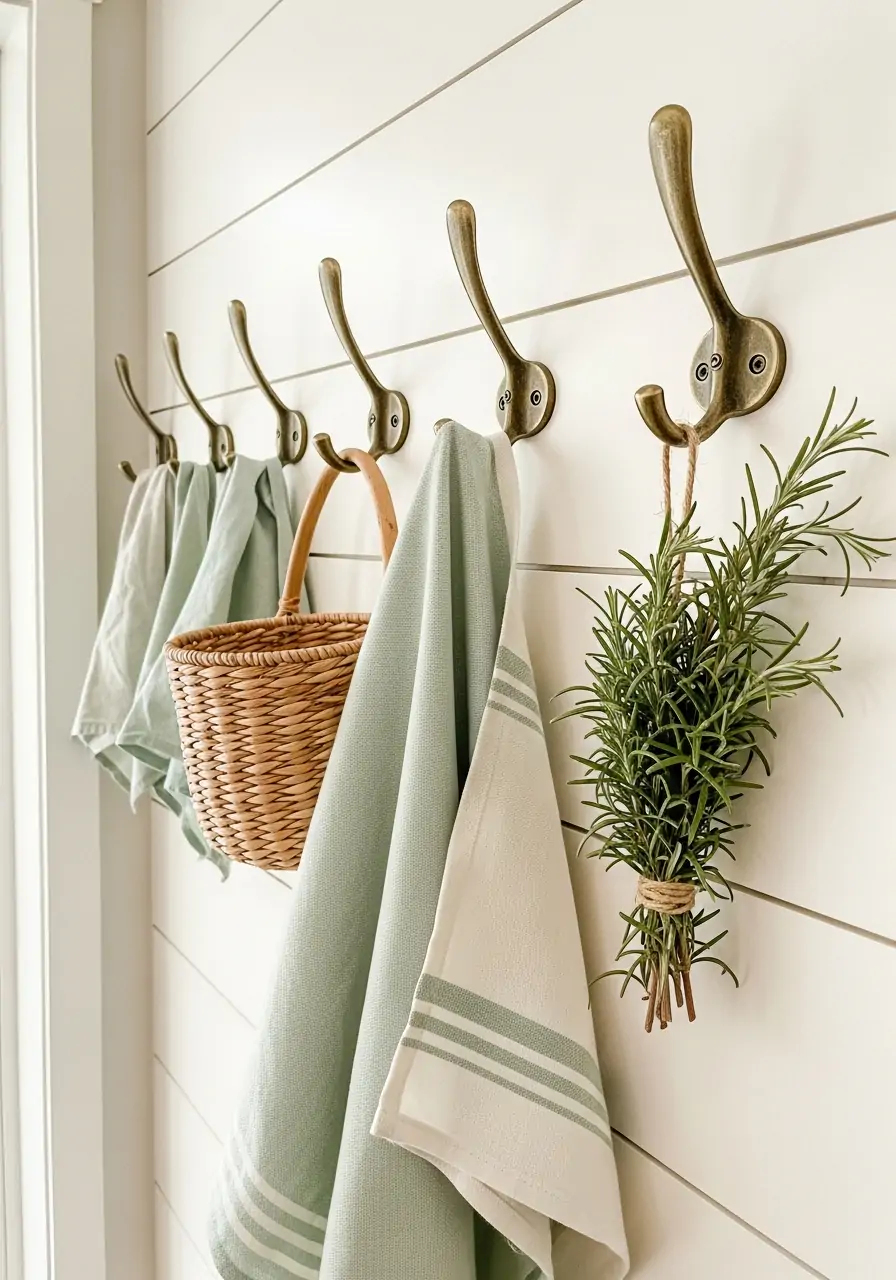 Decorative Wall Hooks - 50 Spring Kitchen Decor Ideas