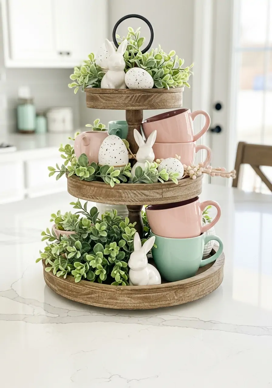 Tiered Tray Styling - 50 Spring Kitchen Decor Ideas