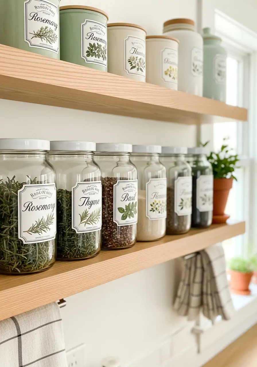 Herb Jar Labels - 50 Spring Kitchen Decor Ideas