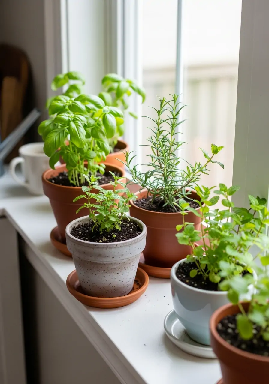 Windowsill Herb Garden - 50 Spring Kitchen Decor Ideas