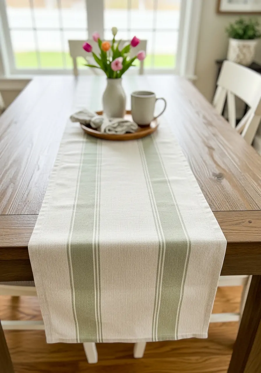 Linen Table Runners - 50 Spring Kitchen Decor Ideas