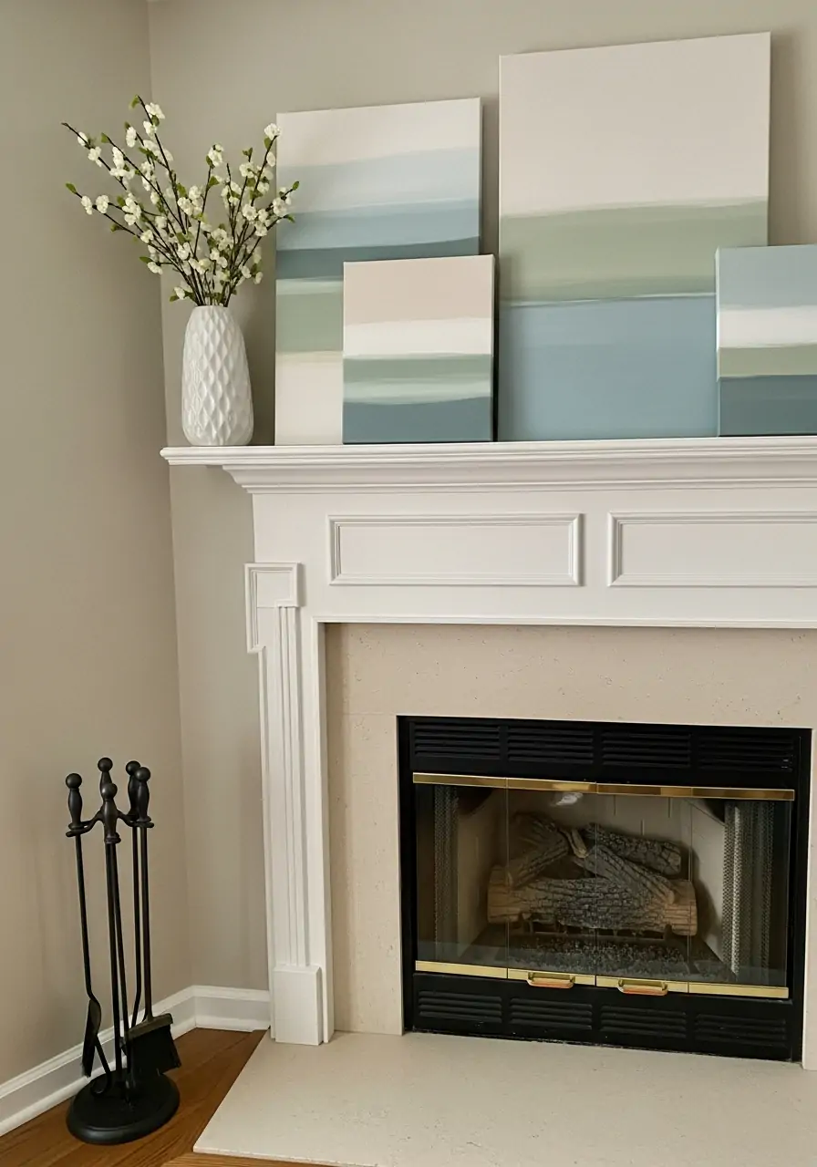 Abstract Spring Art - spring mantel decorating ideas