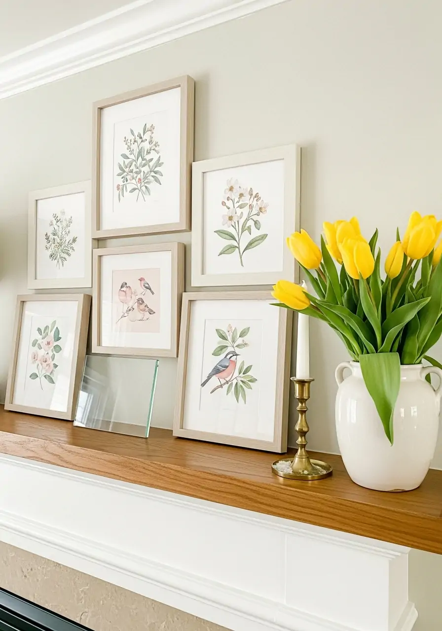 Small Spring Illustrations - spring mantel decorating ideas
