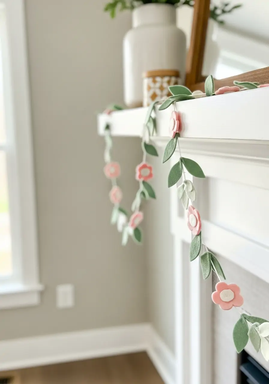 Soft Fabric Garland - spring mantel decorating ideas