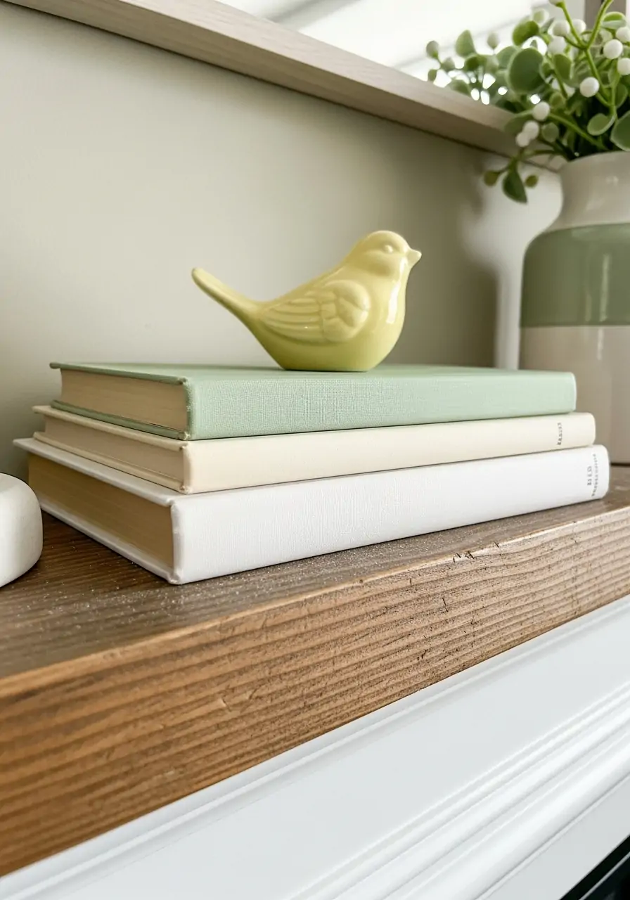 Structured Book Stacks - spring mantel decorating ideas