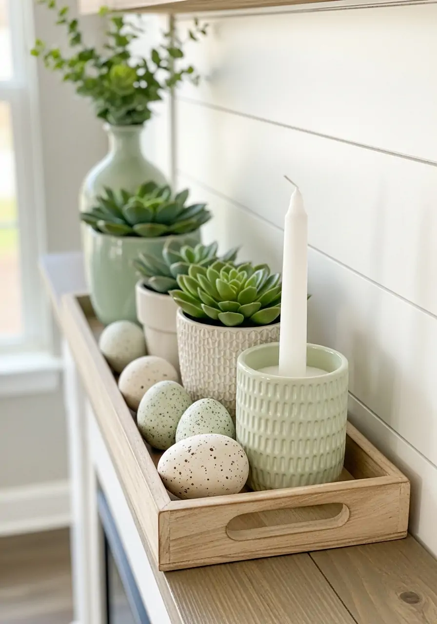 Organized Decor Tray - spring mantel decorating ideas