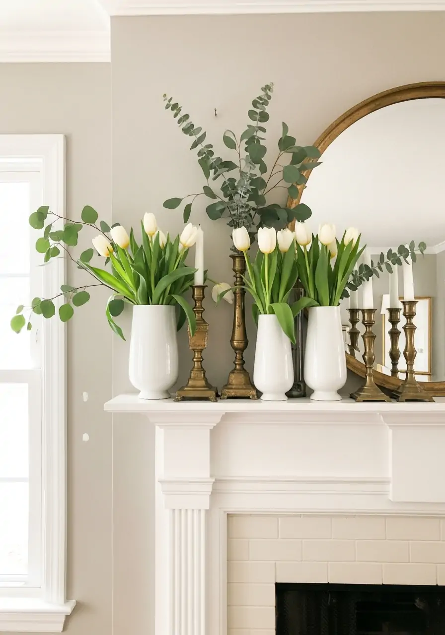 Timeless Style Mix - spring mantel decorating ideas
