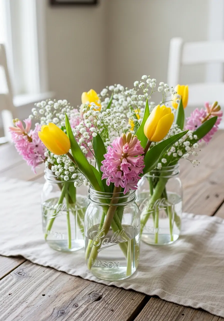 Mason Jar Flower Decor - 50 Spring Table Decor Ideas You Need Right Now