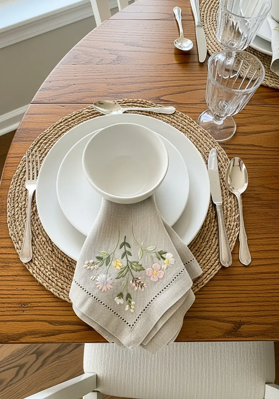 Floral Linen Napkins - 50 Spring Table Decor Ideas You Need Right Now
