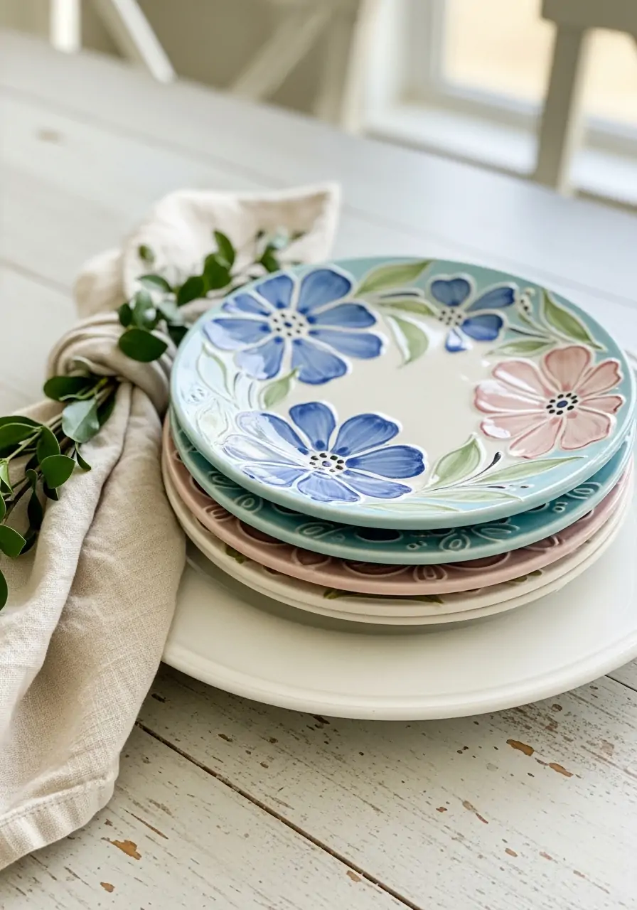 Hand-Painted Floral Plates - 50 Spring Table Decor Ideas You Need Right Now