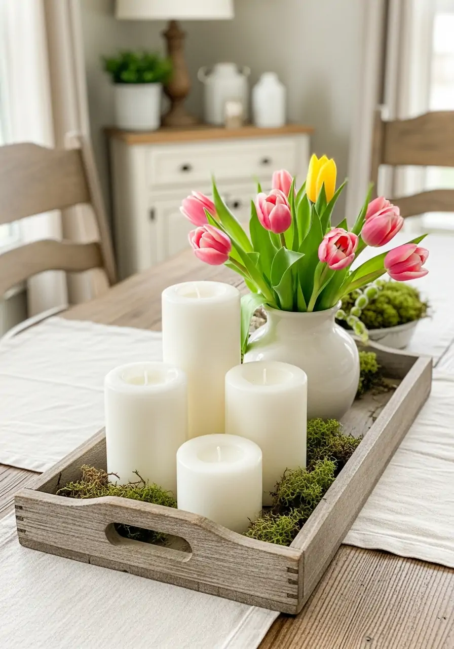 Tray-Based Centerpiece - 50 Spring Table Decor Ideas You Need Right Now