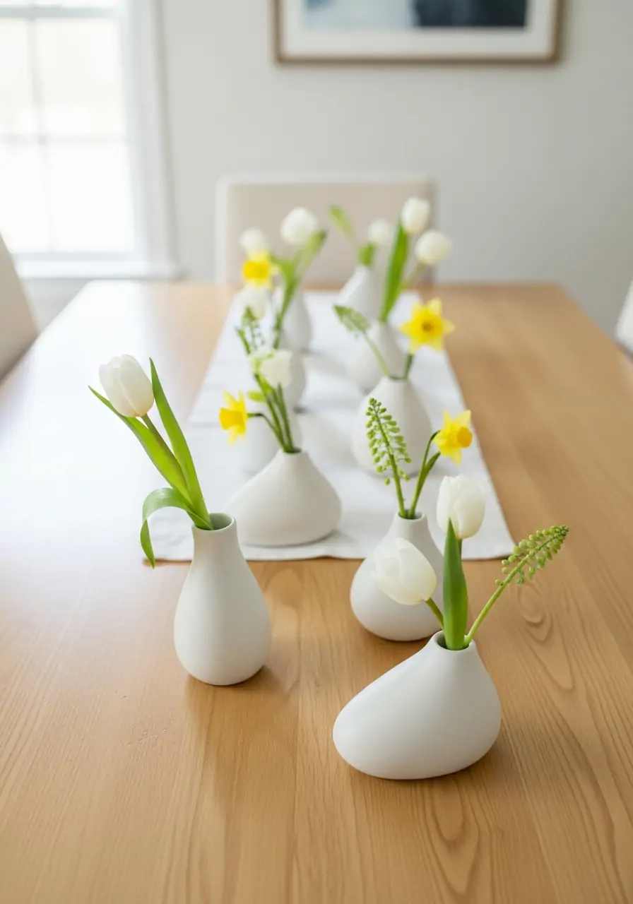 White Ceramic Vases - 50 Spring Table Decor Ideas You Need Right Now
