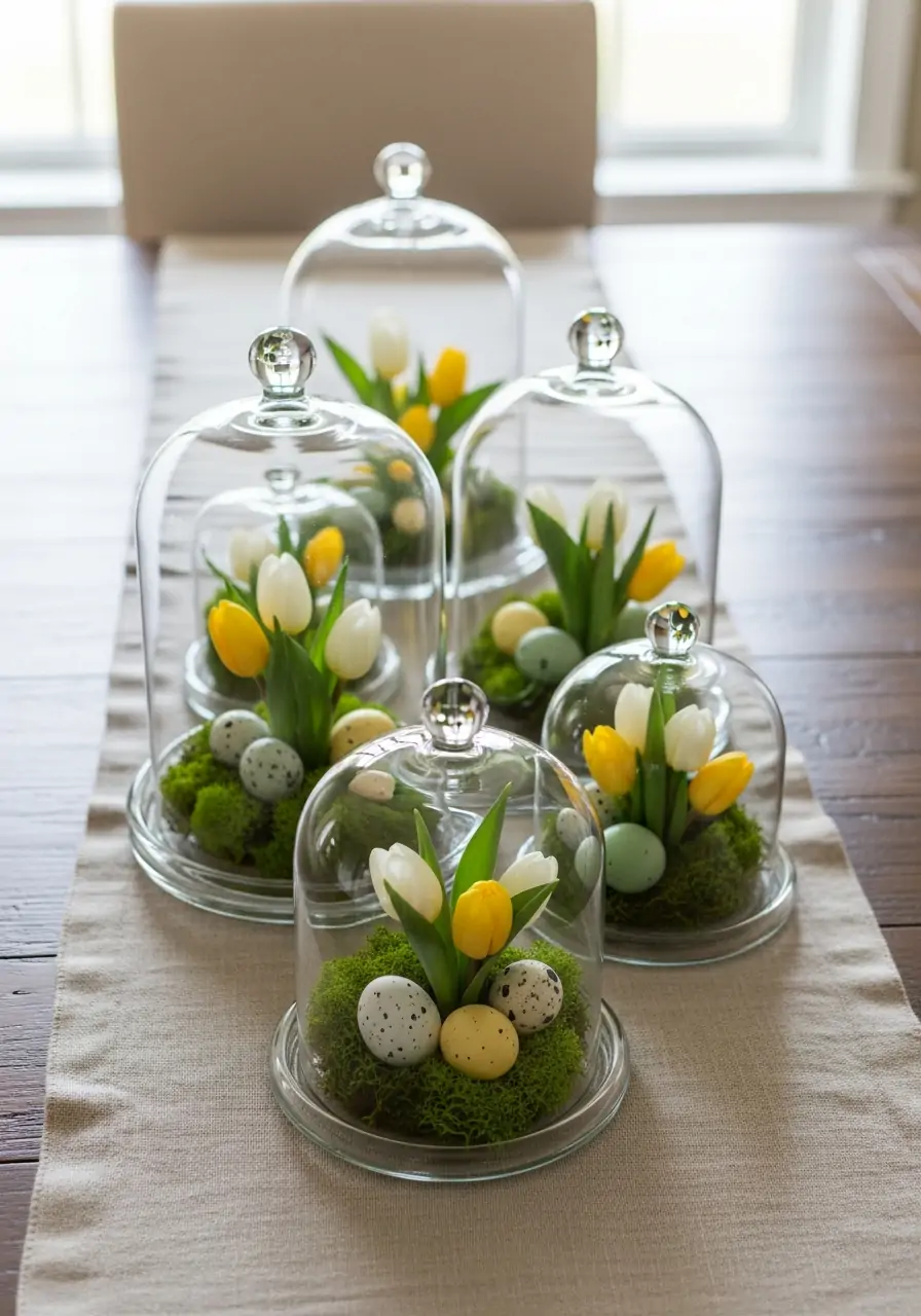 Glass Cloche Centerpieces - 50 Spring Table Decor Ideas You Need Right Now