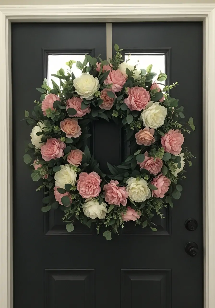 Peony and Greenery Wreath - 50 Best Spring Wreath Ideas for Your Door