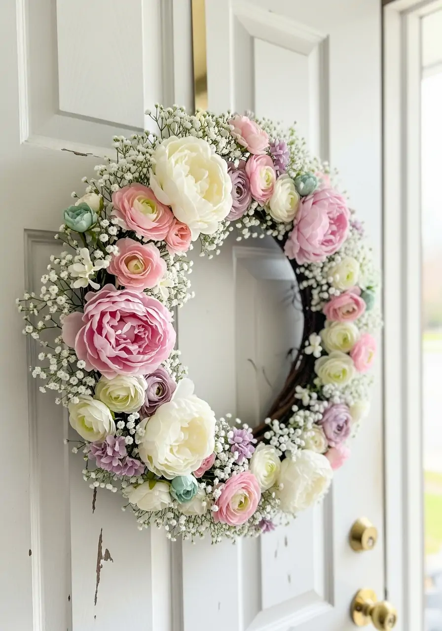 Dreamy Pastel Flower Wreath - 50 Best Spring Wreath Ideas for Your Door