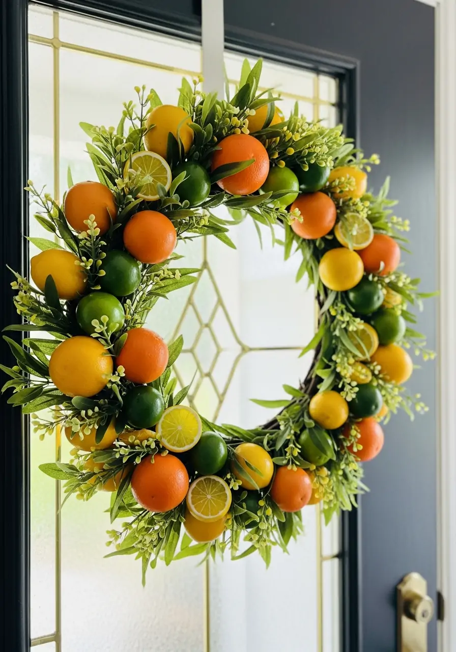 Bright Citrus Fruit Wreath - 50 Best Spring Wreath Ideas for Your Door
