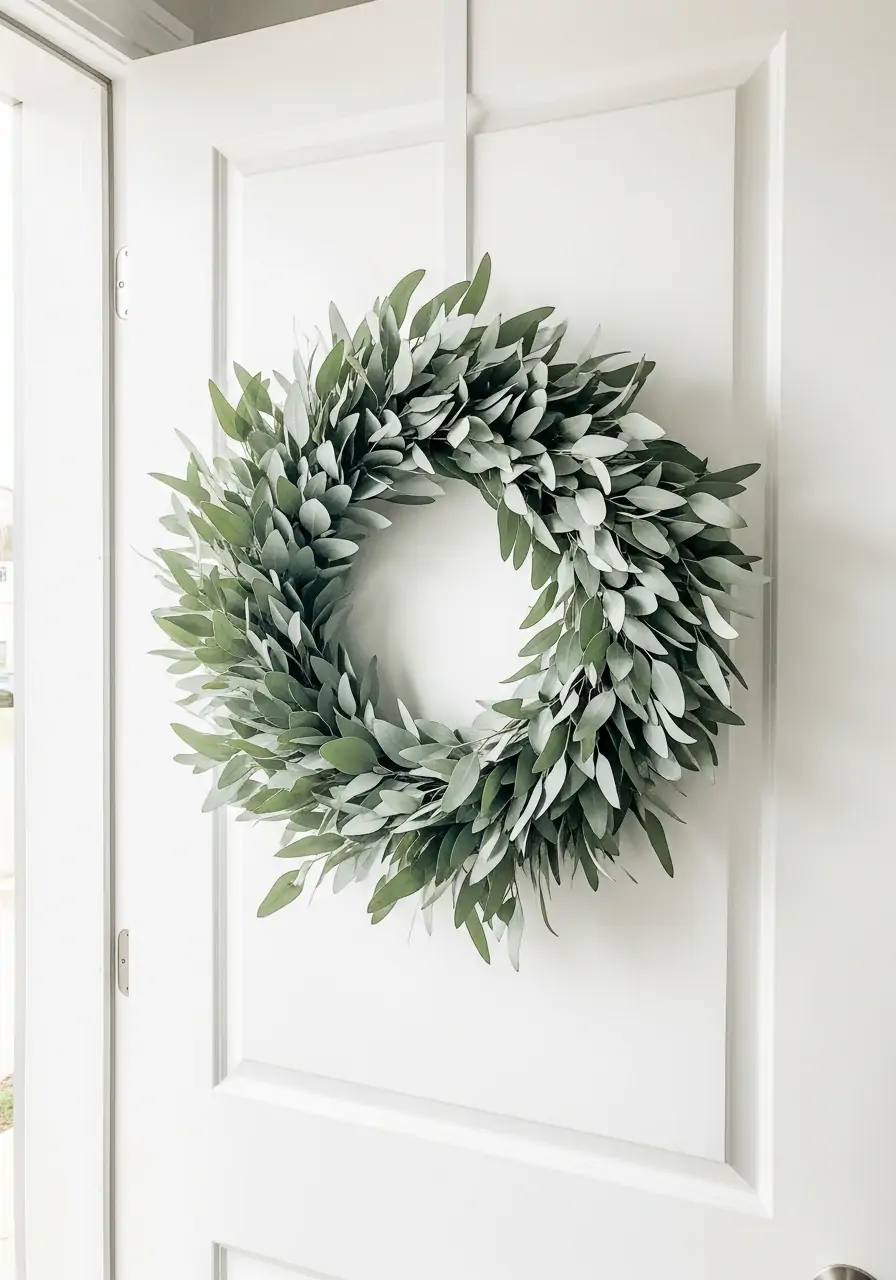 Minimal Eucalyptus Leaf Wreath - 50 Best Spring Wreath Ideas for Your Door