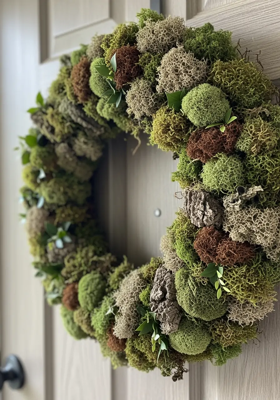 Earthy Moss Texture Wreath - 50 Best Spring Wreath Ideas for Your Door