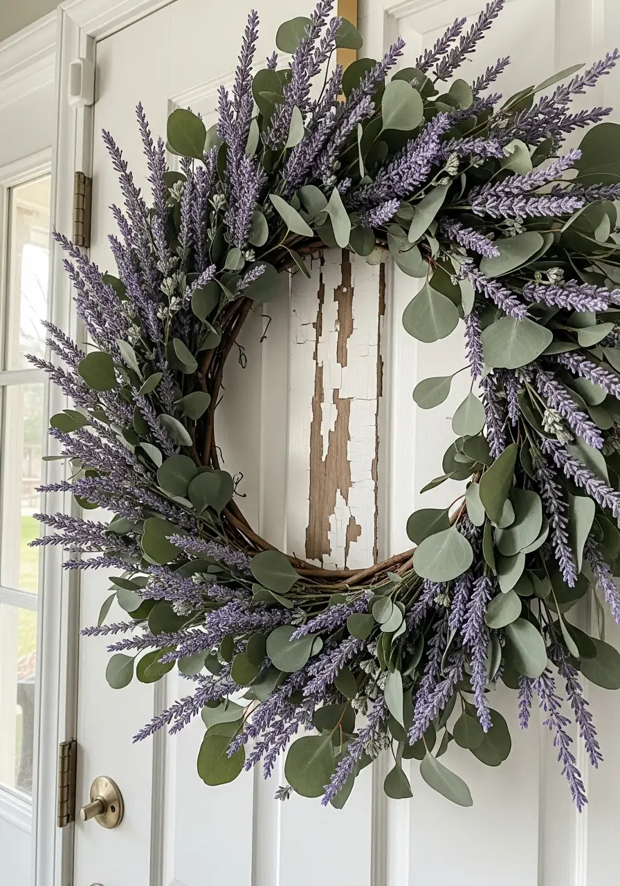 Lavender Eucalyptus Farmhouse Wreath - 50 Best Spring Wreath Ideas for Your Door