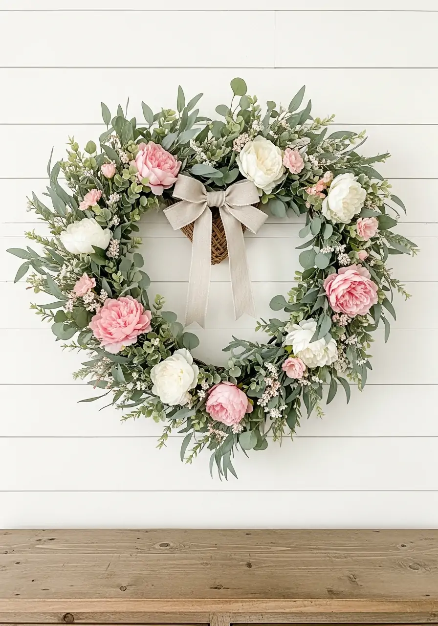 Heart Shaped Floral Wreath - 50 Best Spring Wreath Ideas for Your Door