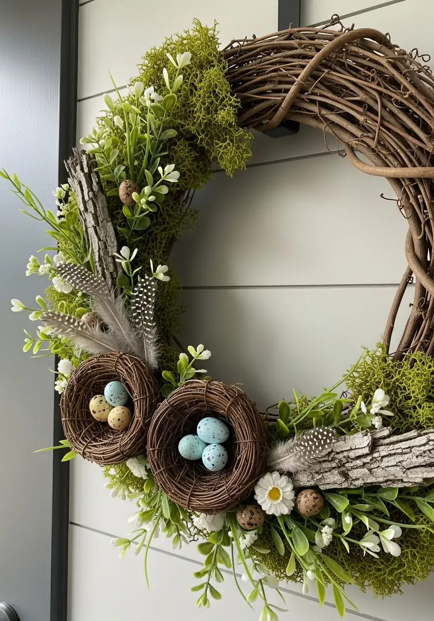 Nature Bird Nest Wreath - 50 Best Spring Wreath Ideas for Your Door
