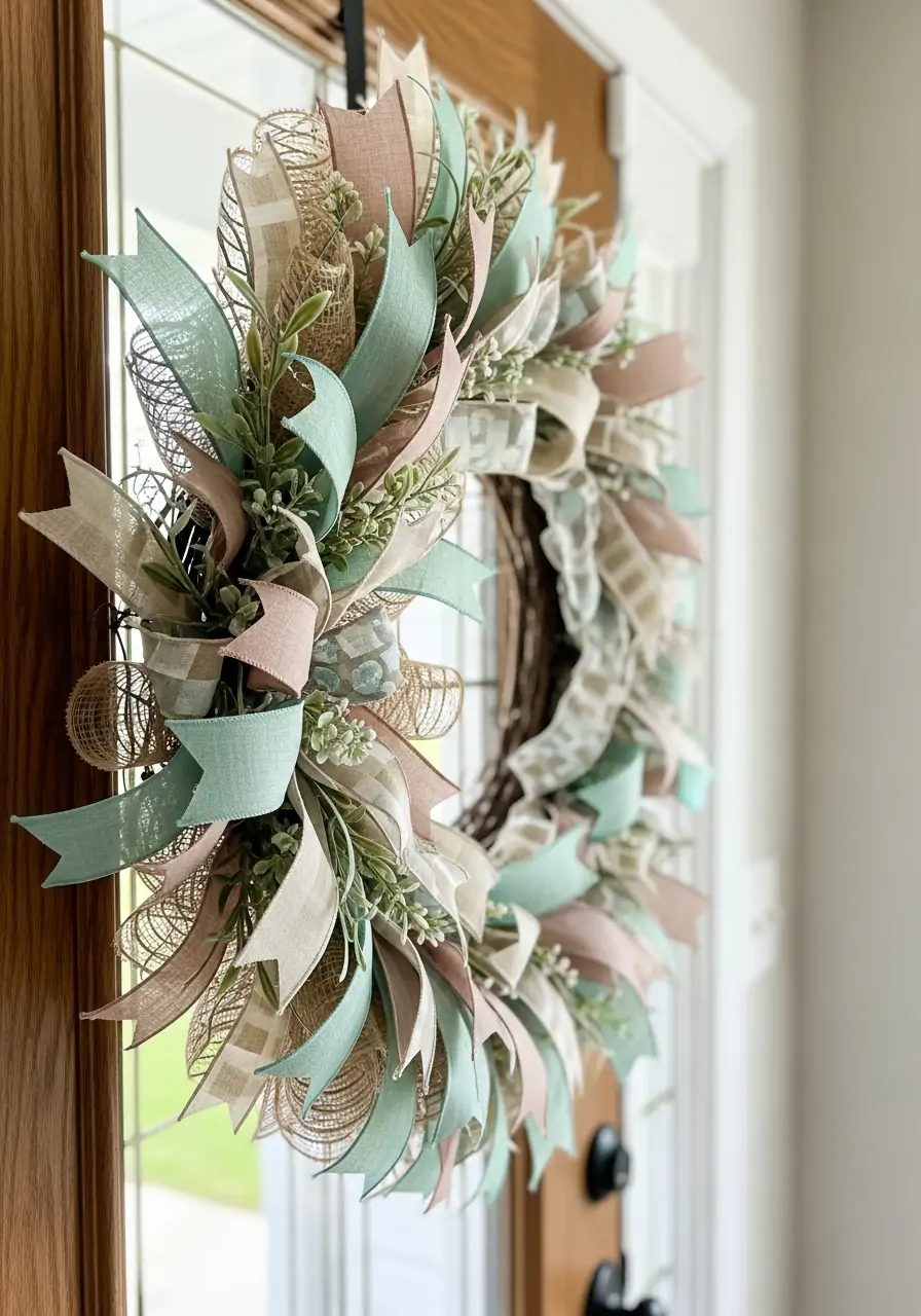 Layered Ribbon Accent Wreath - 50 Best Spring Wreath Ideas for Your Door