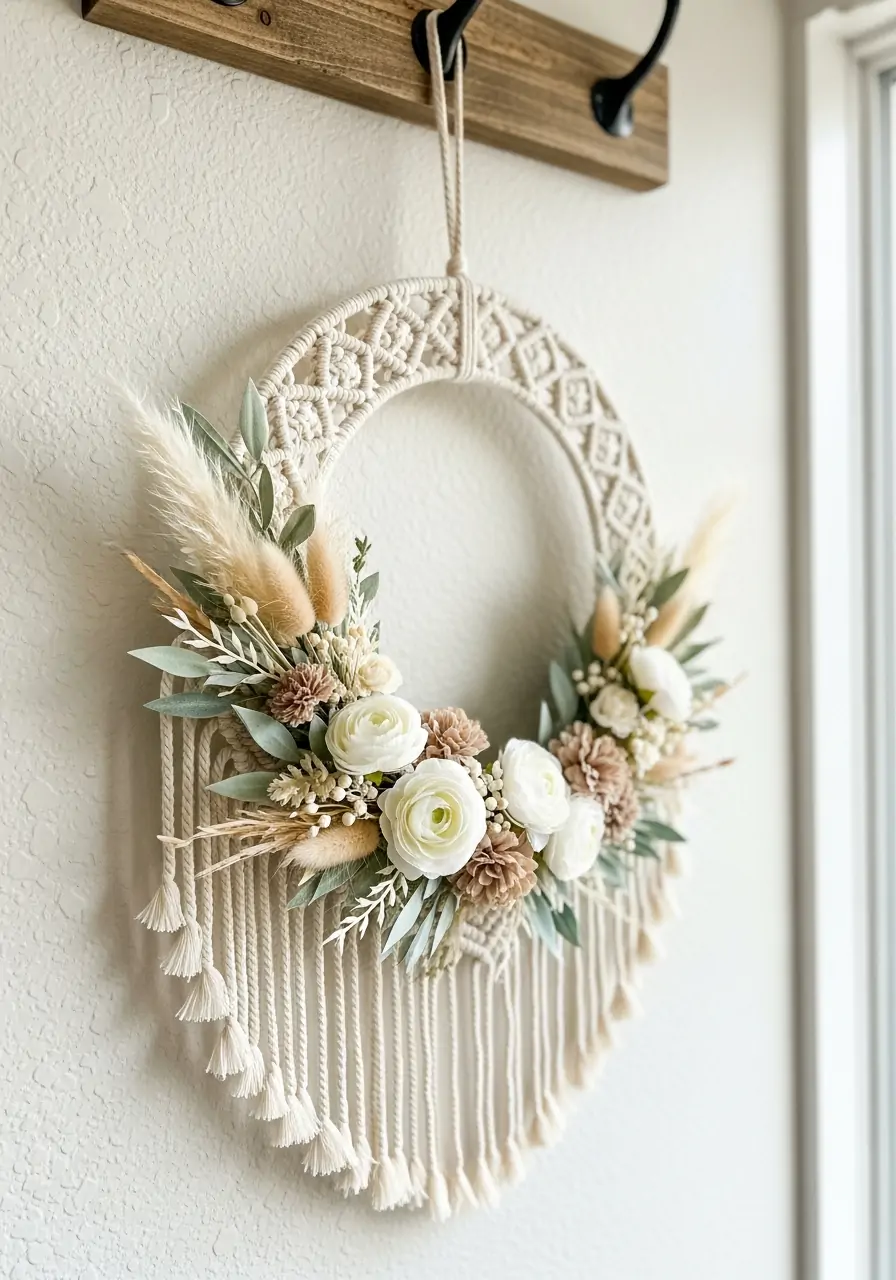 Boho Macramé Spring Wreath - 50 Best Spring Wreath Ideas for Your Door
