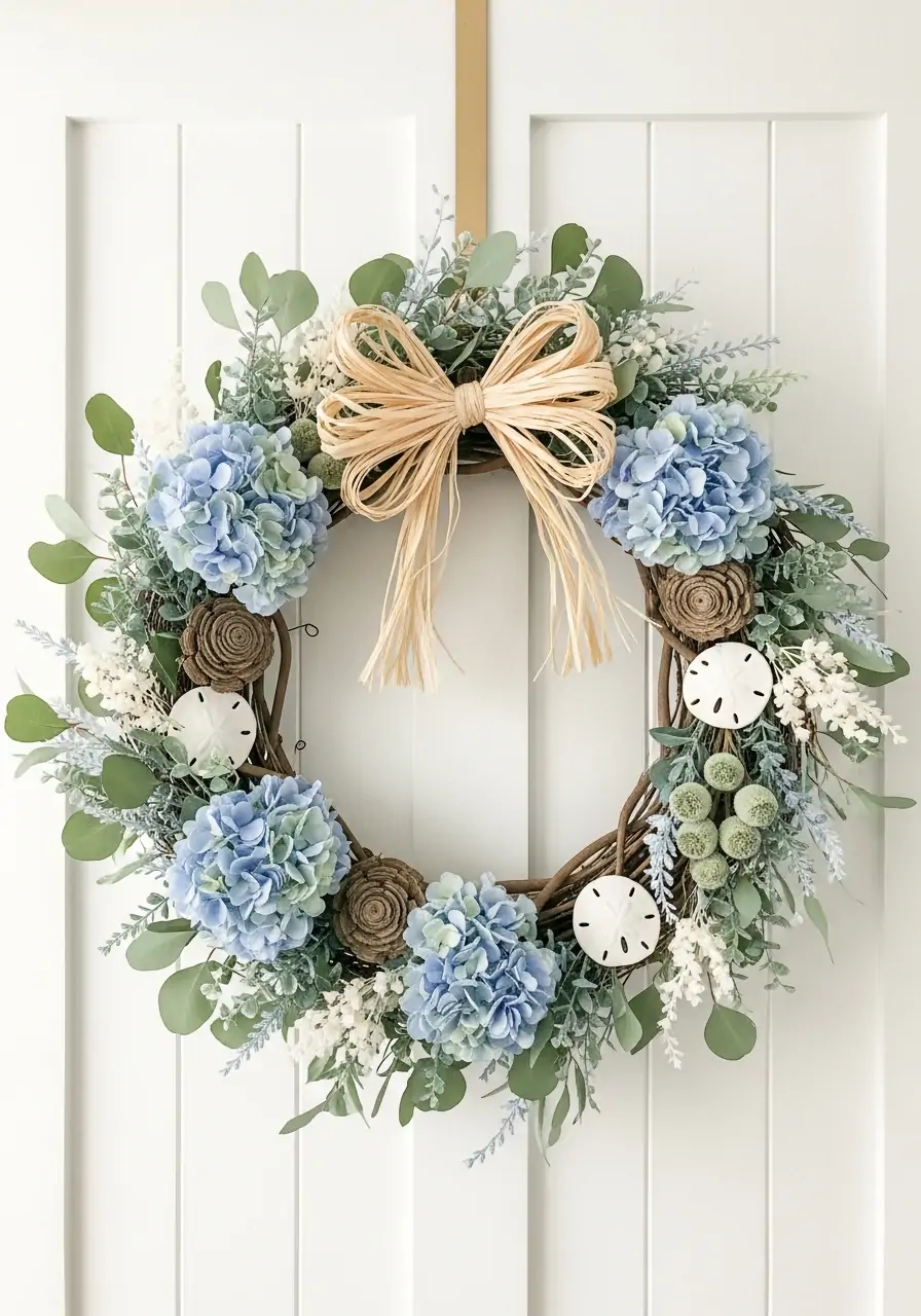 Light Coastal Blue Wreath - 50 Best Spring Wreath Ideas for Your Door