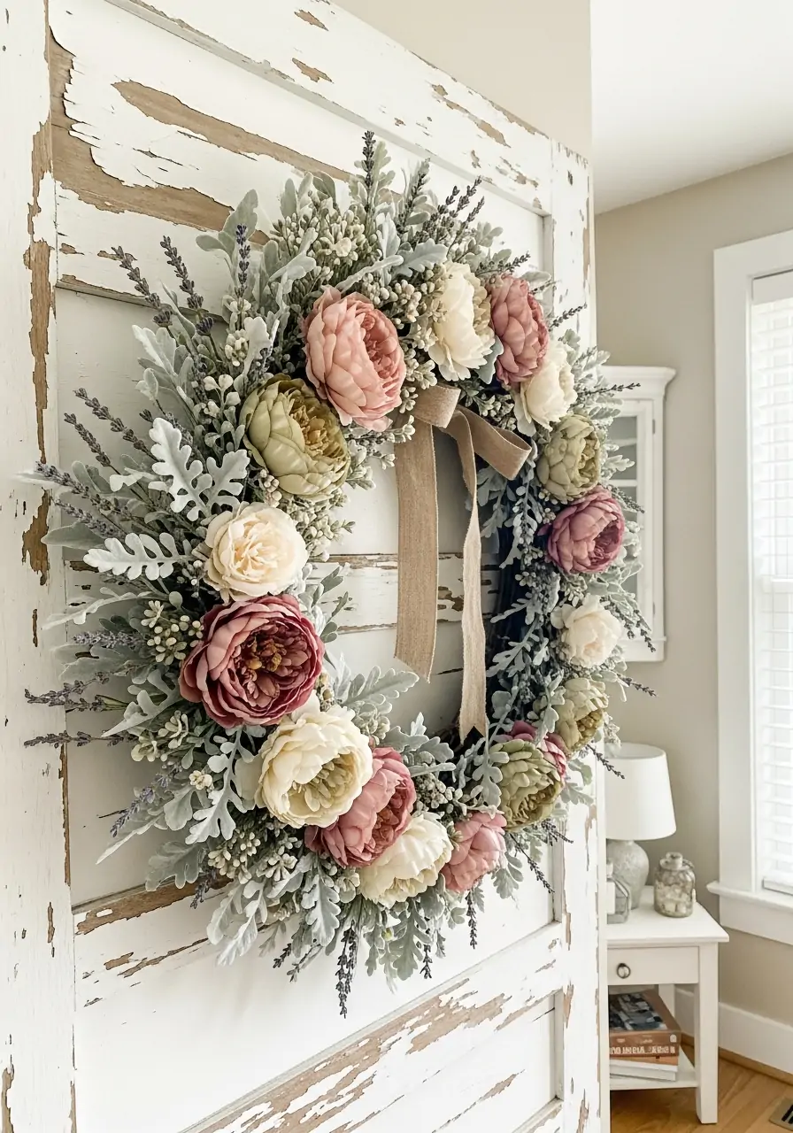 Old-Style Vintage Color Wreath - 50 Best Spring Wreath Ideas for Your Door