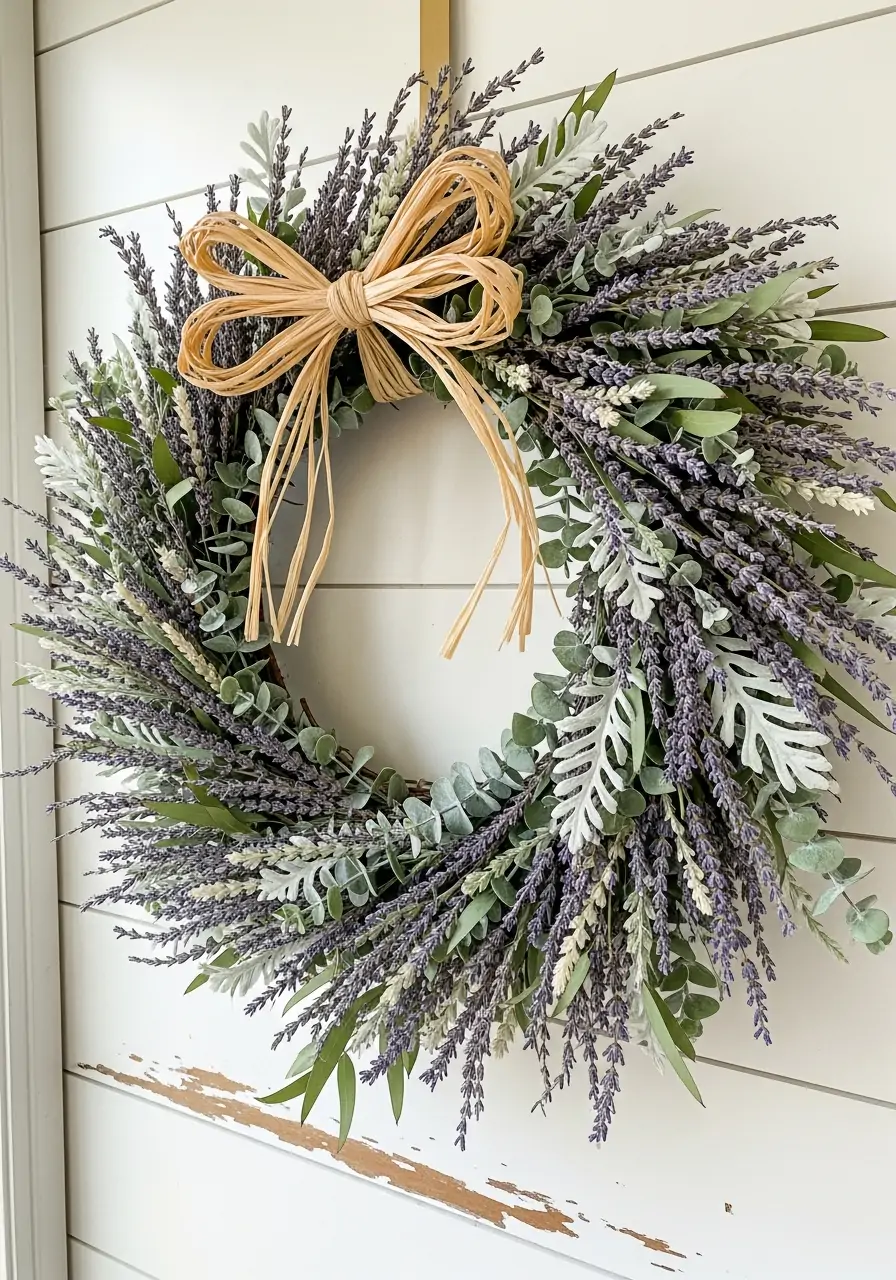 Lavender Rustic Texture Wreath - 50 Best Spring Wreath Ideas for Your Door