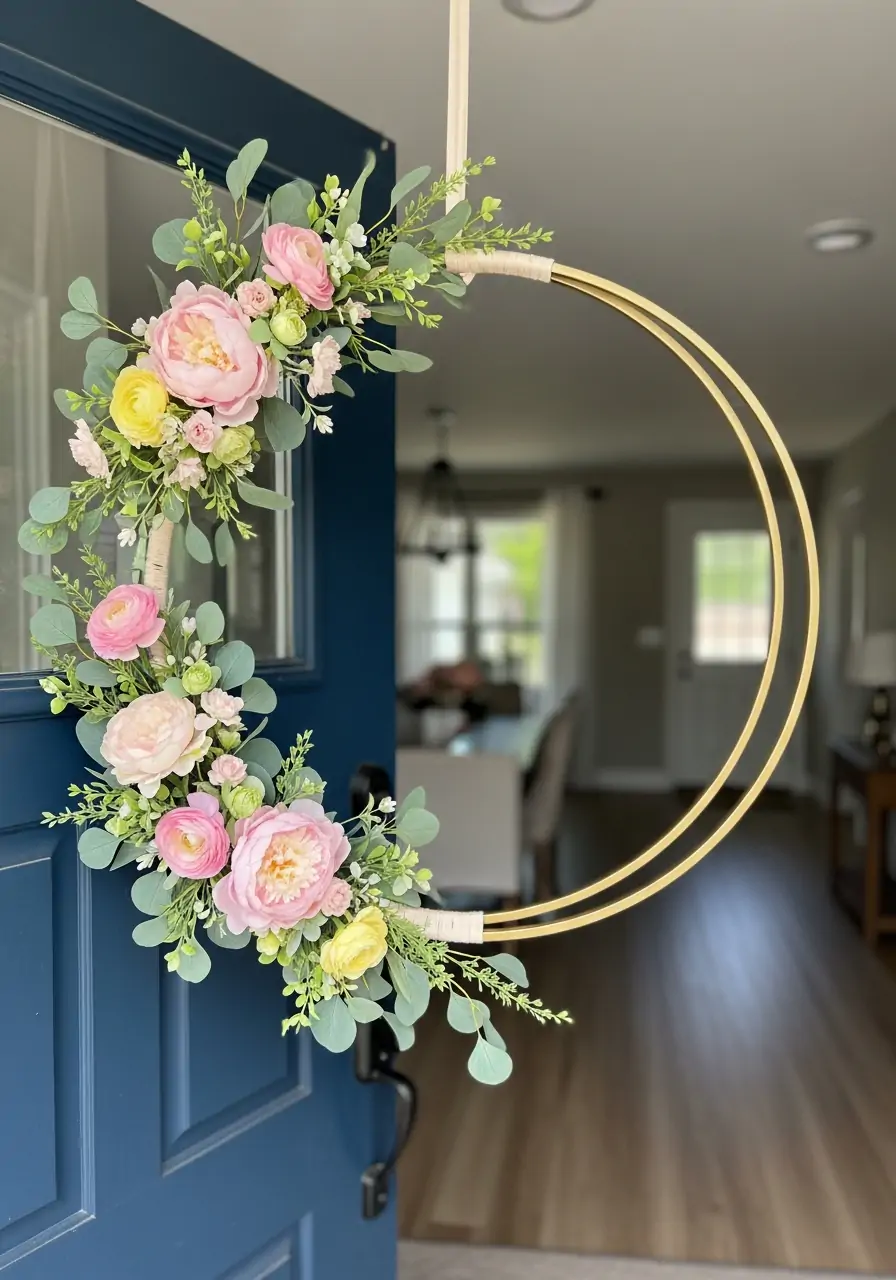Modern Layered Hoop Wreath - 50 Best Spring Wreath Ideas for Your Door