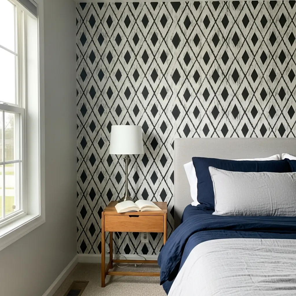 Bold Diamond Shapes - 39 Simple Wallpaper Ideas That Will Change Your Bedroom